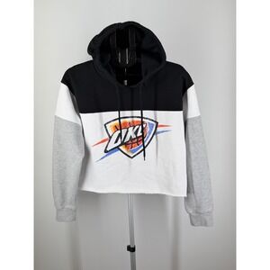 Ultra Game NBA Oklahoma City Thunder Cropped Hoodie Black White Grey OKC Large